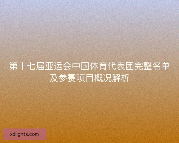第十七届亚运会中国体育代表团完整名单及参赛项目概况解析
